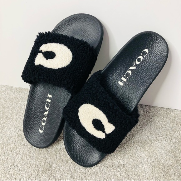 Coach Shoes - COACH Ulyssa Genuine Shearling Slide Sandal
